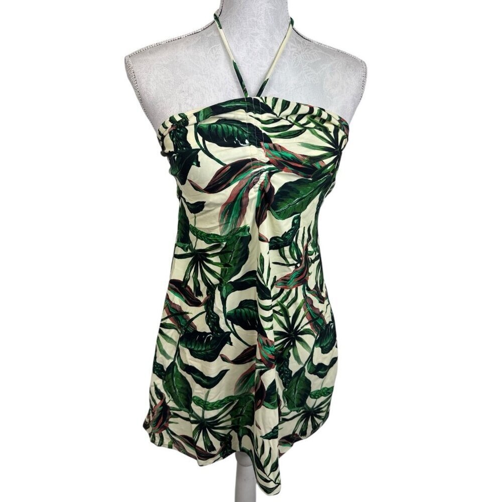 Andie Women's S Waikiki Coverup‎ Swim Dress Stretchy Ivory Palm NWT 9557 - Picture 3 of 16